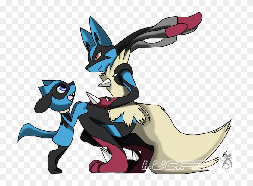 Nate And Mega Lucario - Cartoon Clipart #5815555