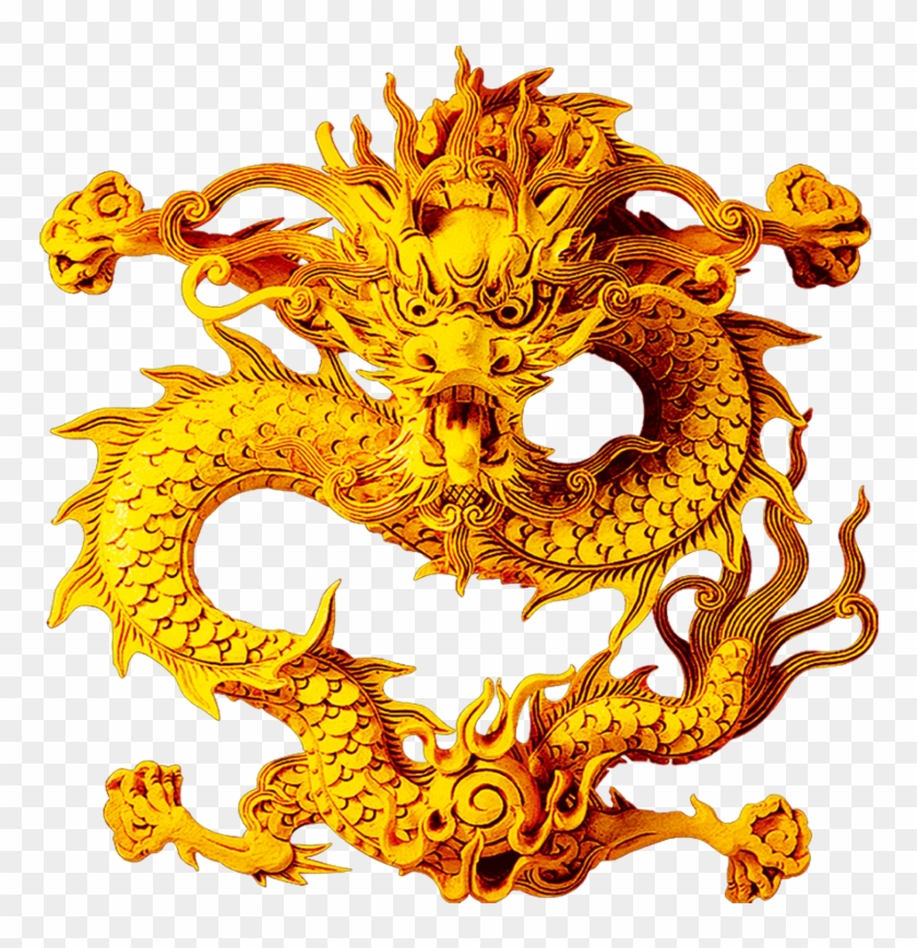 #mq #gold #dragon #dragons #fantasy - China Dragon Gold Png Clipart #5818807