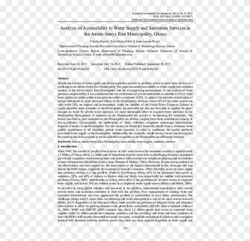 Pdf Analysis Of Accessibility To Water Supply And Sanitation - White Dust From Mongolia Clipart #5822040