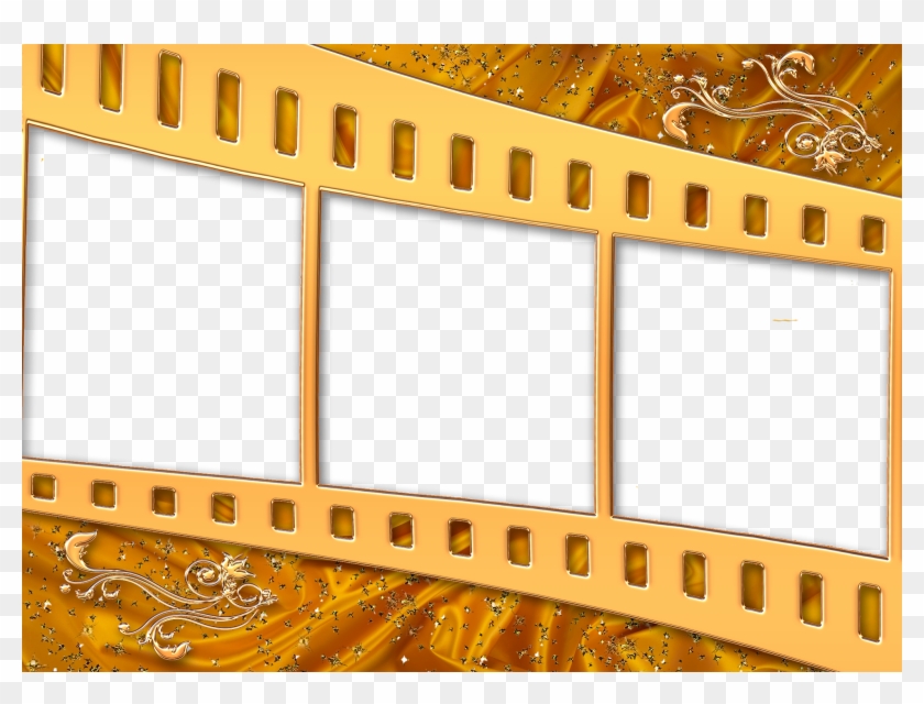 Frames Douradas, Linda Para Casamento, Aniversários, - Molduras P 3 Fotos Em Png Clipart