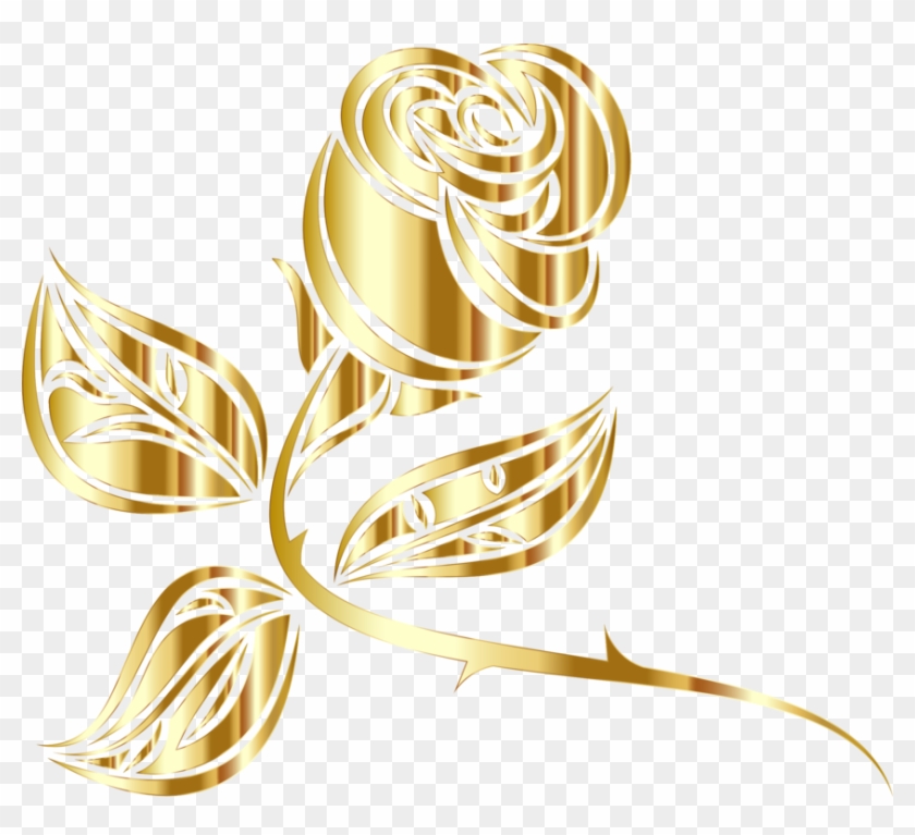 Gold Download Metal Flower - Clip Art Golden Rose - Png Download #5828222