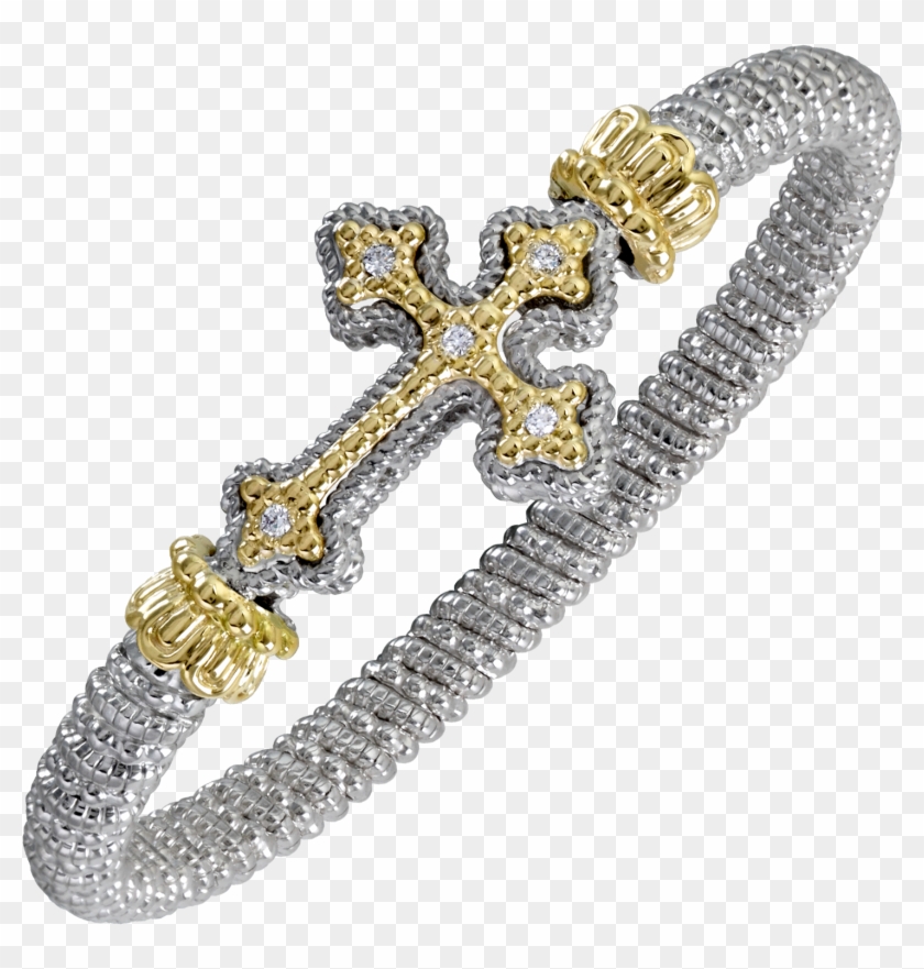 Alwand Vahan Sterling Silver And 14k Yellow Sideways - Cross Clipart #5828828