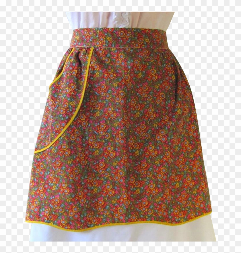 Vintage Apron In Calico Of Orange And Yellow Against - A-line Clipart #5829286