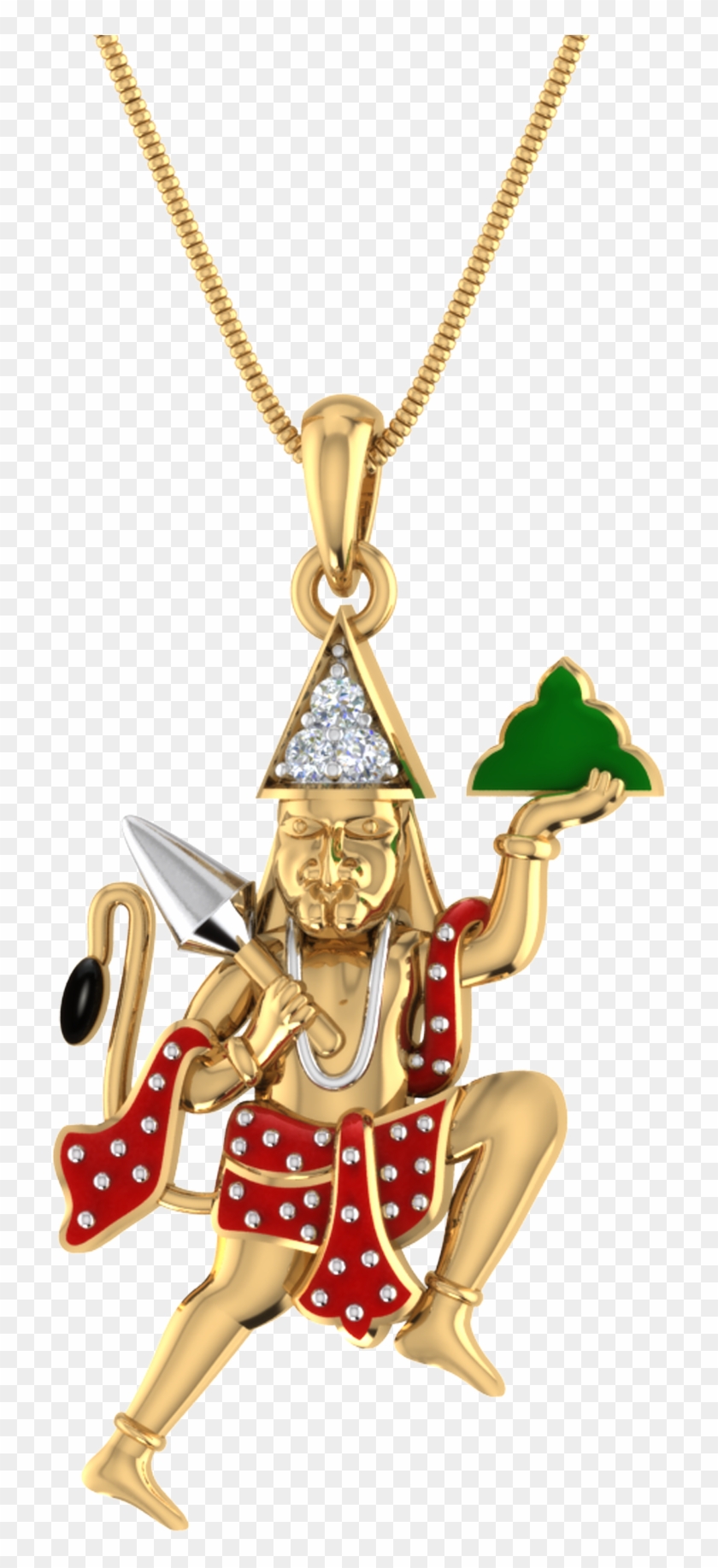 Graceful Lord Anjaneya Design Diamond Pendant Diamond - Locket Clipart #5831353