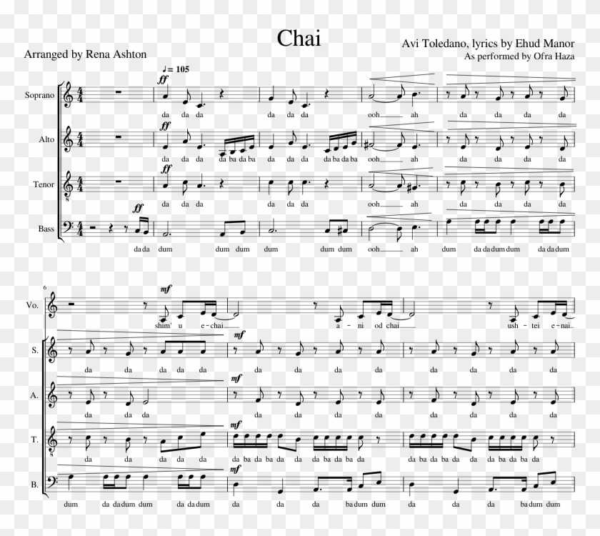 Chai Ofra Haza Sheet Music Clipart #5831686