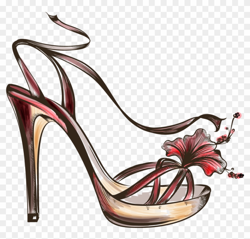 Sandal Shoe Fashion High - De Salto Em Desenho Clipart #5833896