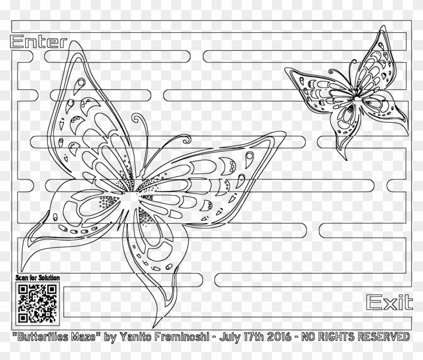 This Free Icons Png Design Of Butterflies Coloring - Line Art Clipart