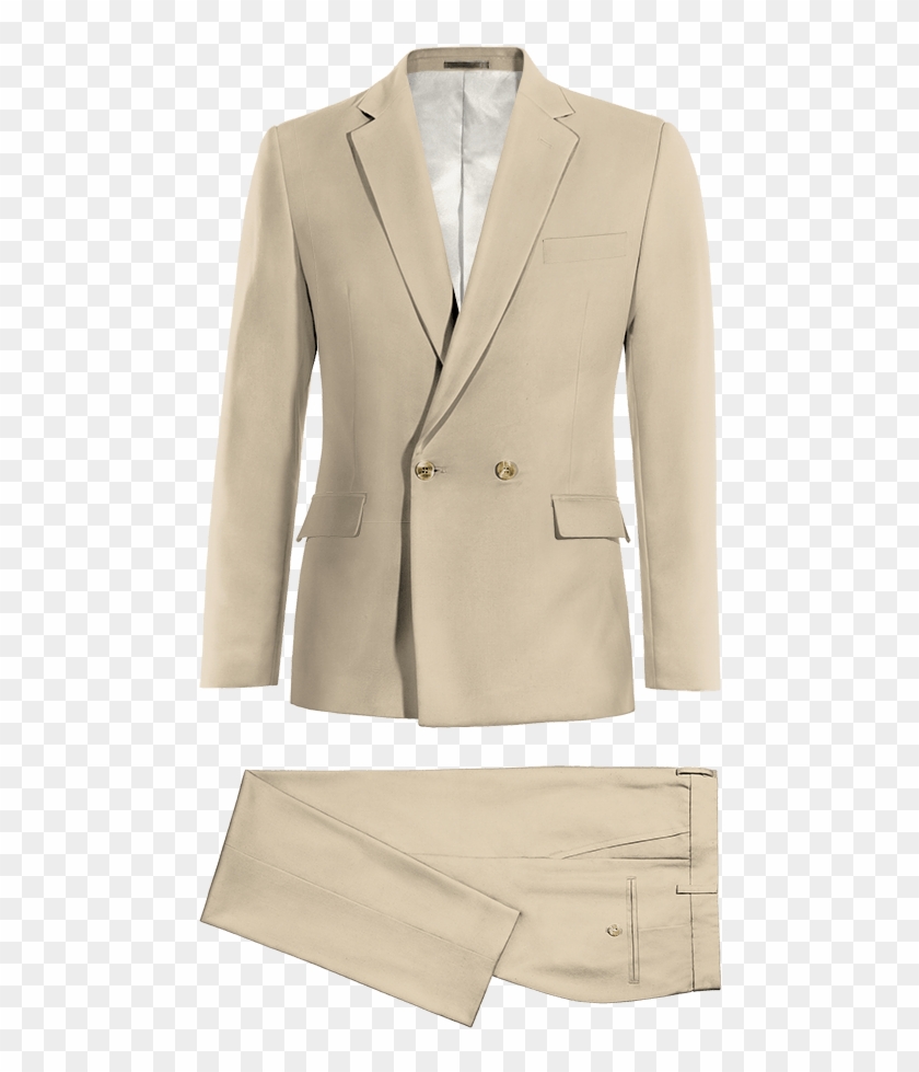 Beige Double Breasted Cotton Suit - Traje Mao Hombre Gris Clipart #5835866