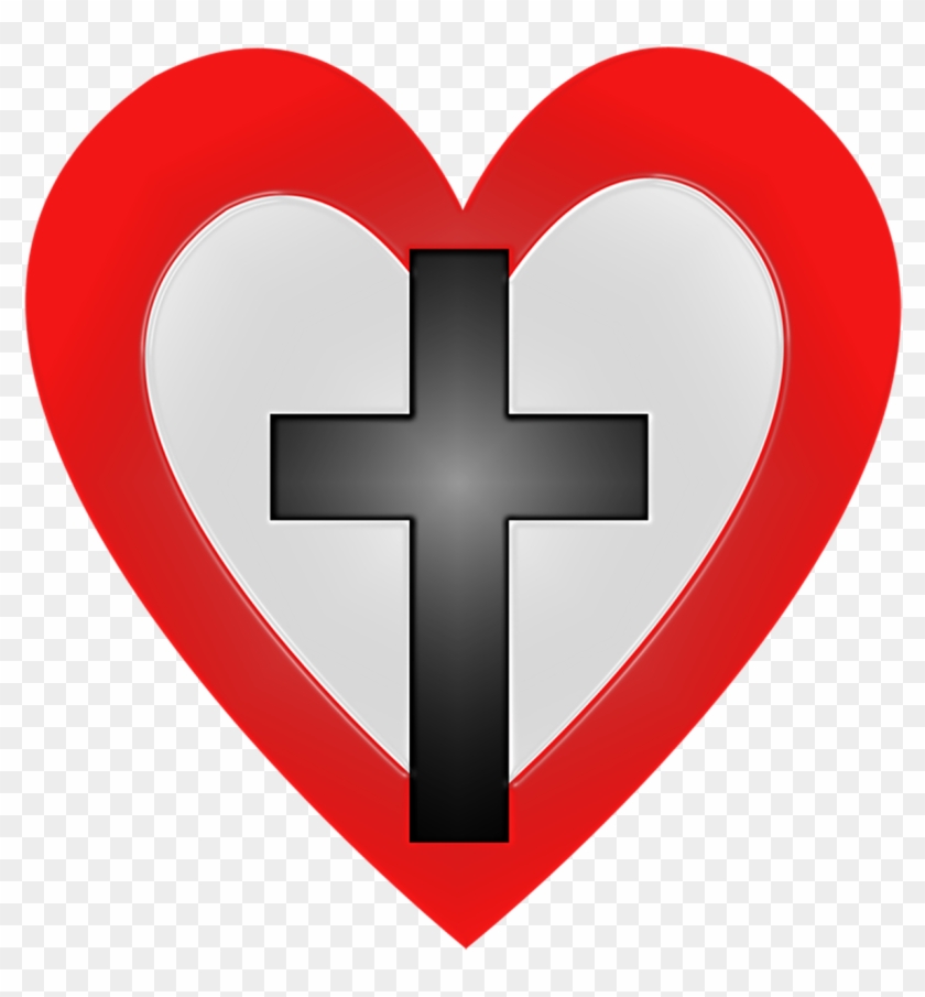 Heart Red Shiny - Cross Clipart #5839242