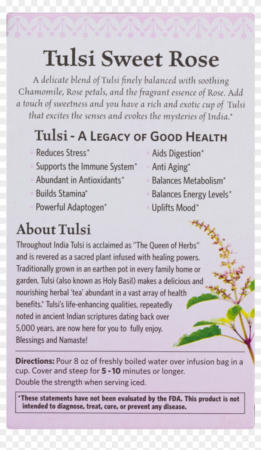 Organic India Tulsi Holy Basil Sweet Rose Herbal Supplement - Tulsi Turmeric Ginger Tea Clipart #5839505