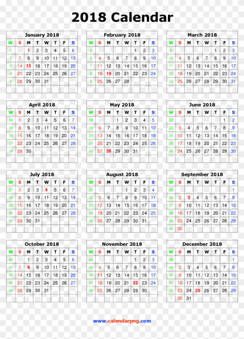 Download Calendar 2018 Png Hd For Designing Projects Clipart #5839938