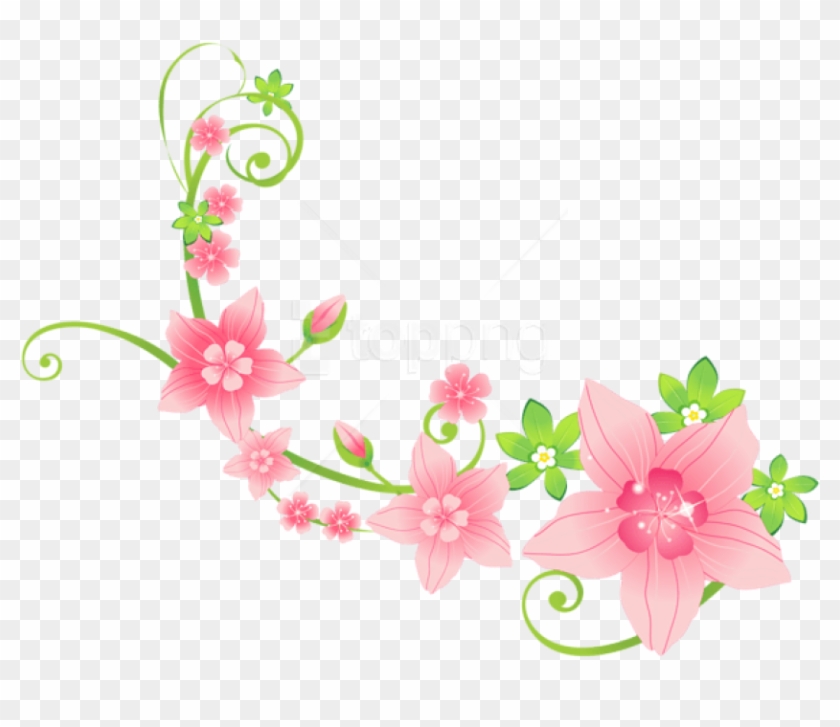 Download Pink Floral Decoration Png Clip-art Png Images - Pink Flower Clipart Png Transparent Png