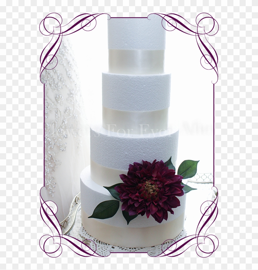 Plum Burgundy Dahlia Silk Artifical Wedding Cake Flowers - Fake Wedding Bouquets Australia Clipart #5840949