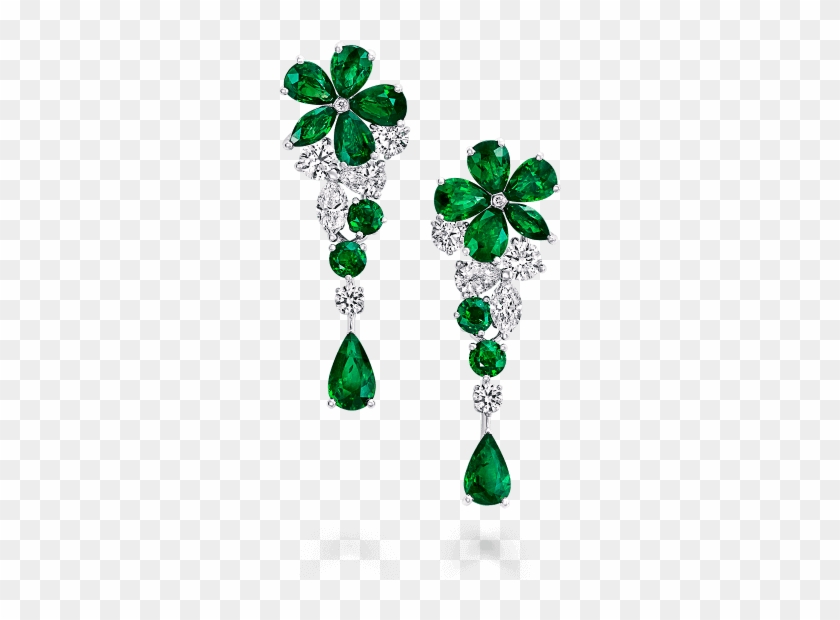 A Pair Of Graff Emeralds And Diamonds Carissa Single - Carissa Single Flower Earrings Clipart
