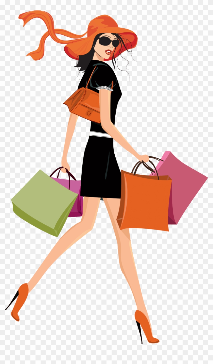 Get Shopping The Easy Way - Girl Shopping Transparent Background Clipart