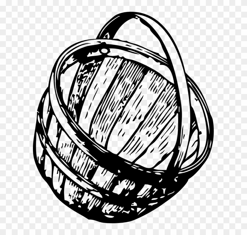 Fruit Basket Empty Open Black And White Fibres - Basket Clip Art - Png Download