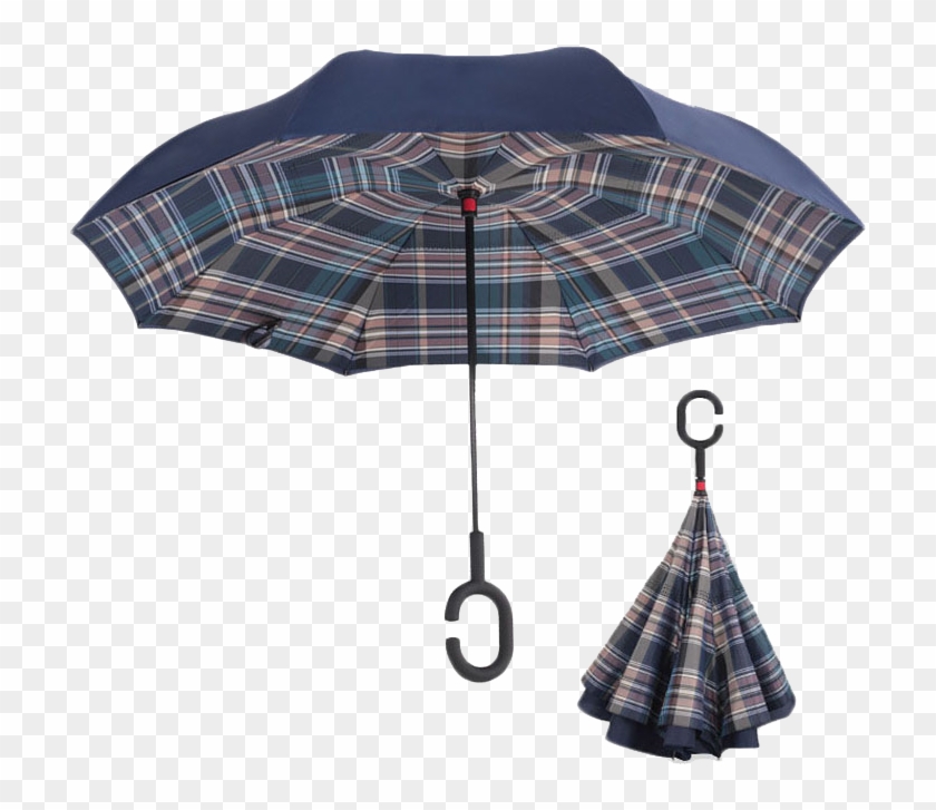 Yesello Green Plaid Rolling Over Reverse Umbrella Double - Parapluie Inversé Clipart #5842997