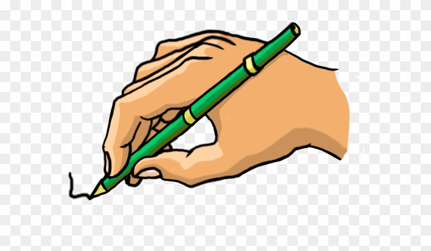 Ask More Unusual Questions - Hand With Pen Cartoon Clipart #5844333