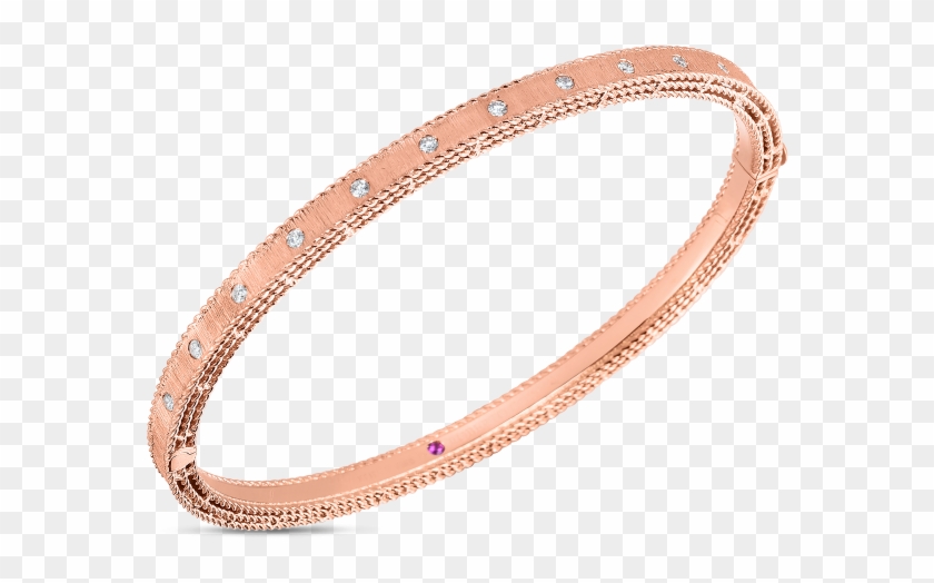 18k Rose Gold Bracelet With Flush Set Diamonds - Bangle Clipart