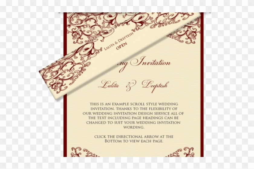Calligraphy Clipart Marriage Card - Example Of Scroll Type Invitation For Wedding - Png Download