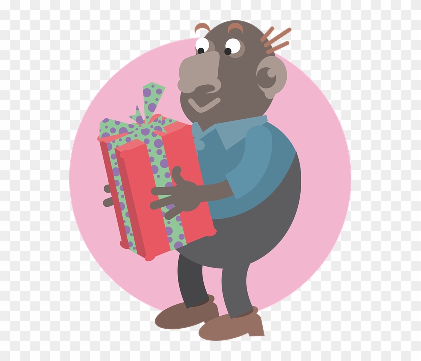 Man, Parcel, Gift, Surprise - Cartoon Clipart