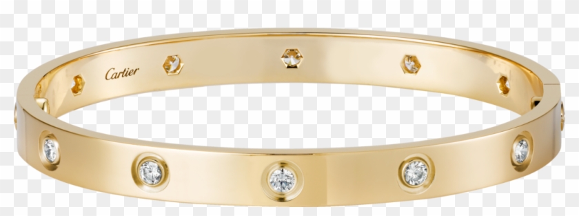 Crb6040517 Love Bracelet 10 Diamonds Yellow Gold Diamonds - Cartier Bracelet Love Clipart #5846810