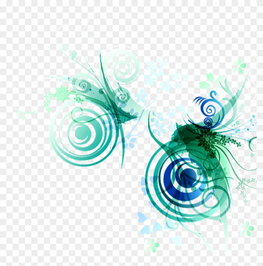 #ftestickers #border #floralart #abstract #green #blue - Graphic Design Clipart