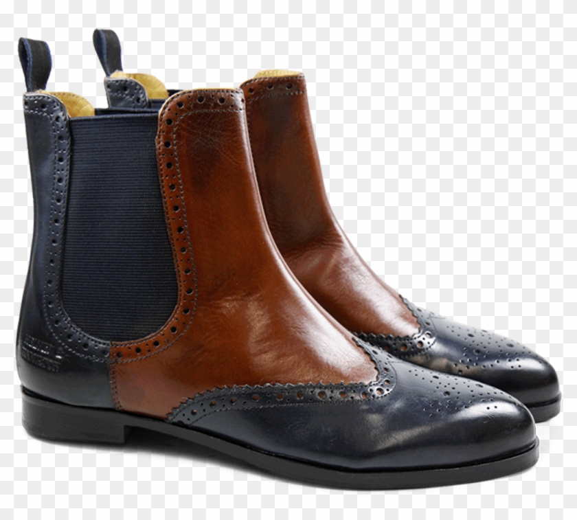 Ankle Boots Lucy 12 Brilliant Navy Tan Elastic Navy - Chelsea Boot Clipart #5849623