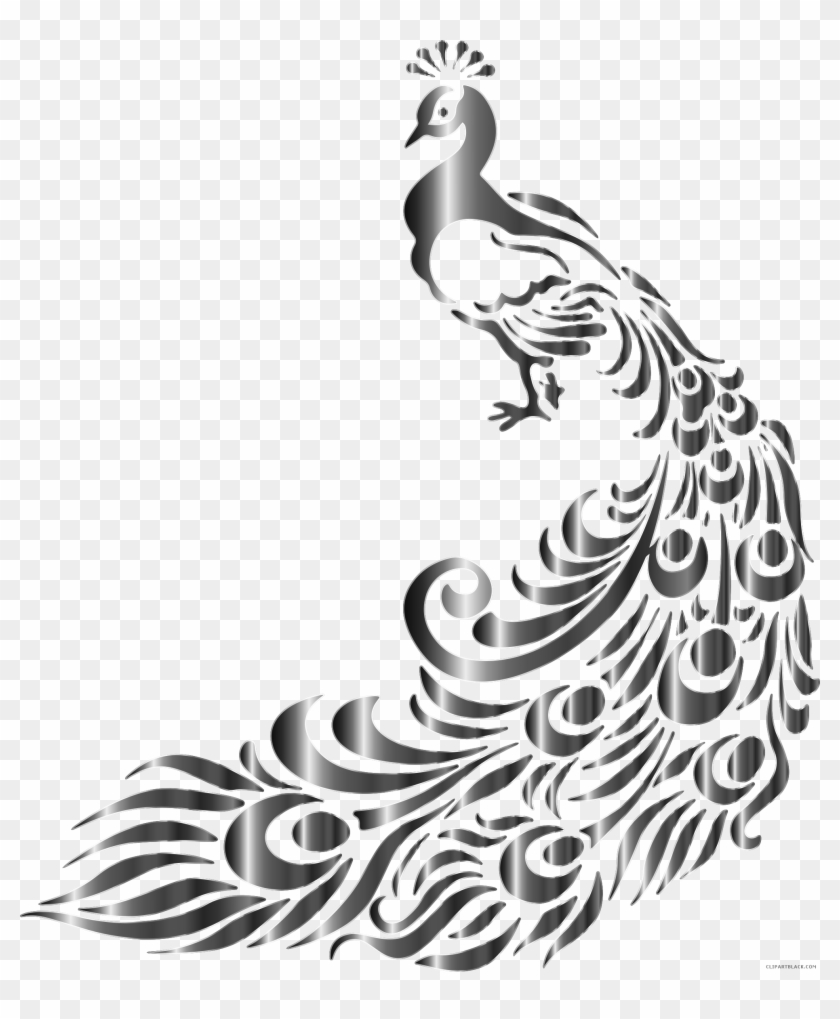 Peacock Feather Png Black And White Clipart #5854267