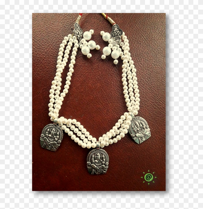 Handicrafts German Silver Neck Piece Set - Pearl Clipart #5856119