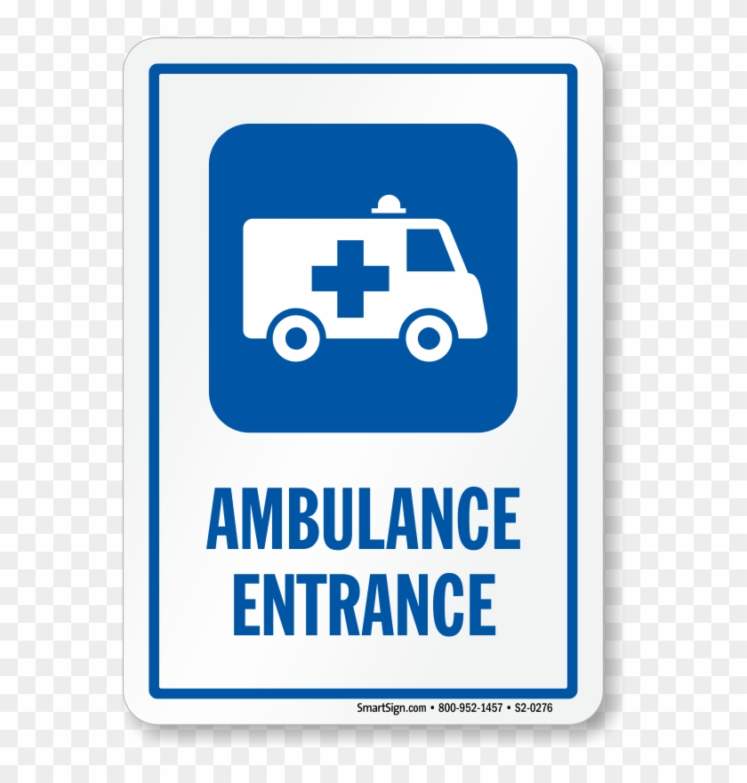 Ambulance Entrance Hospital Sign With Medical Van Symbol - Social Services Clipart #5856248