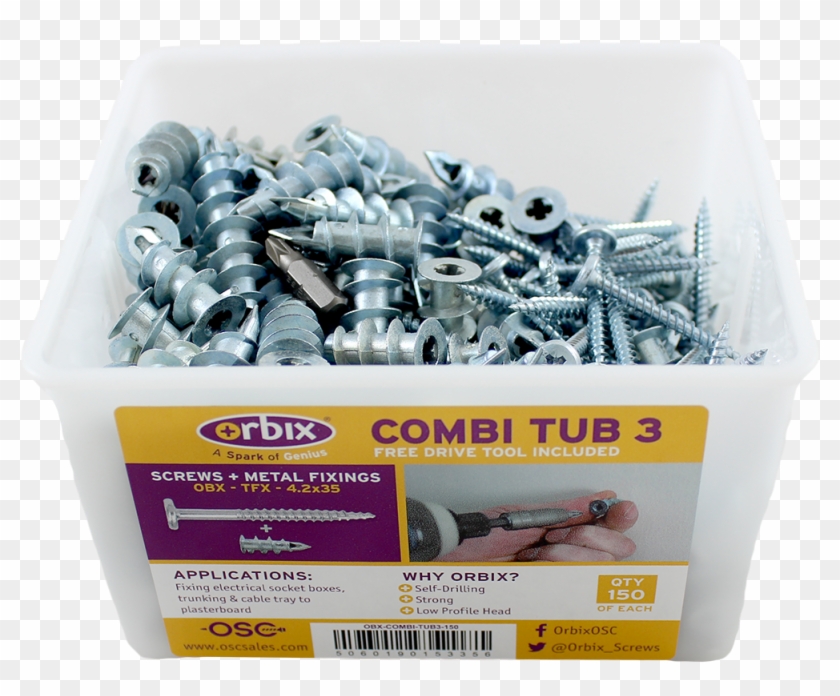 Combi Tub With Plasterboard Fixings Screws - Box Clipart