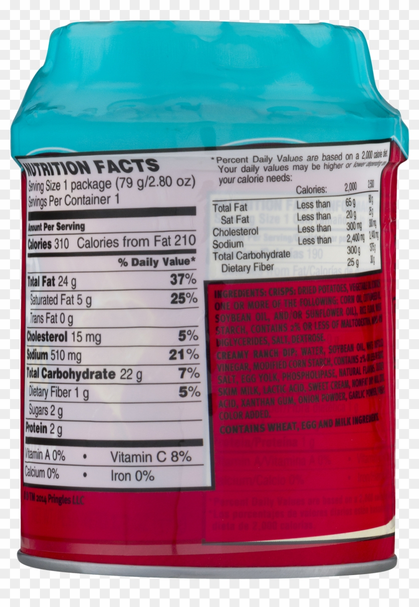Pringles Original Potato Crisps With Cream Ranch Dip - Nutrition Facts Clipart