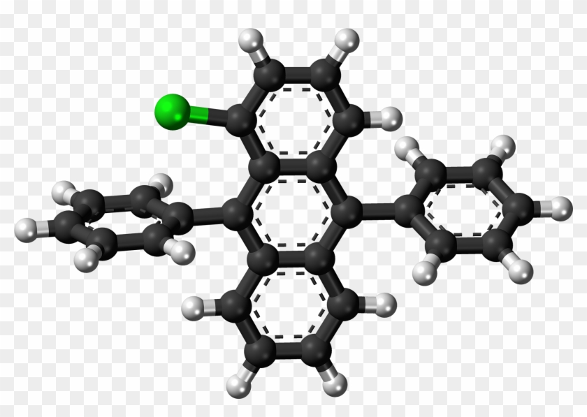 1 Chloro 9,10 Diphenylanthracene Molecule Ball - Cbd Ball And Stick Model Clipart #5857479