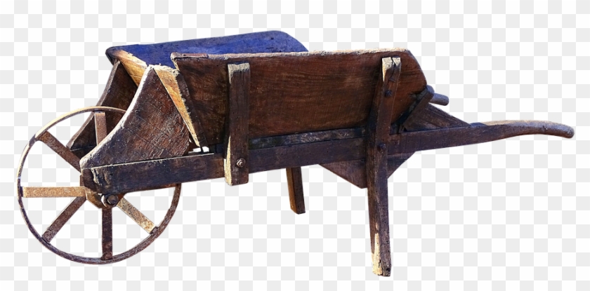 Wheelbarrow, Old, Wooden Cart, Cart, Nostalgia - Carrinho De Mao Idade Media Clipart