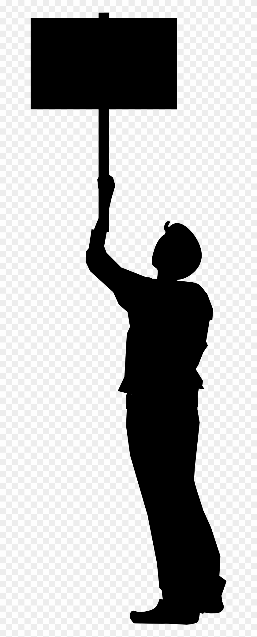 Protest Vector People - Man Holding Flag Silhouette Clipart #5860769