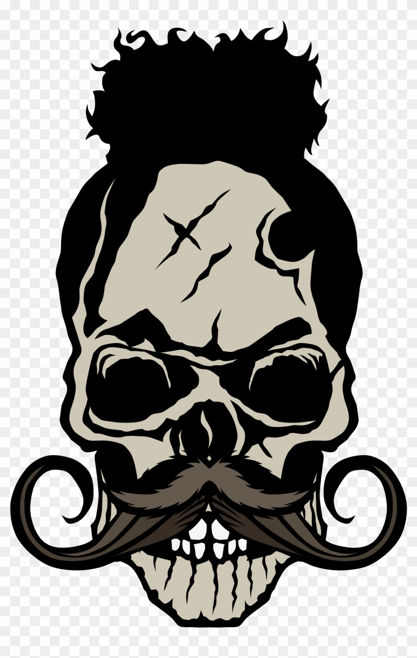 Tee-shirt Tete De Mort Hipster Crane Skull Moustache - Moustache Clipart