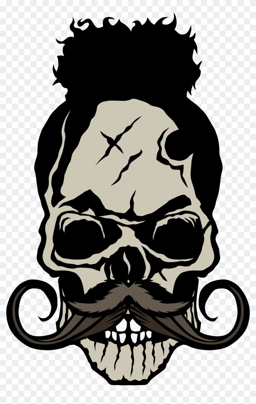 Tee-shirt Tete De Mort Hipster Crane Skull Moustache - Moustache Clipart #5861786