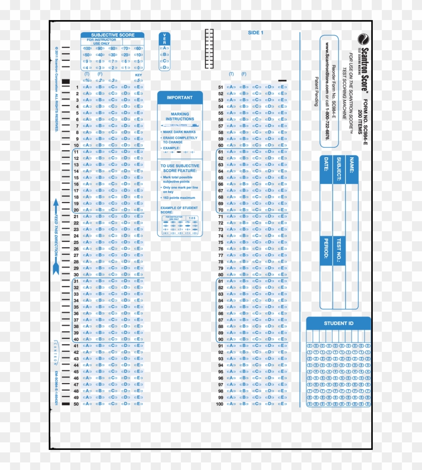 100 Scantron Clipart