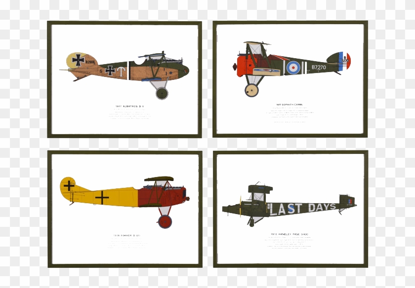 Set Of 4 Large Vintage Airplanes - Propeller-driven Aircraft Clipart