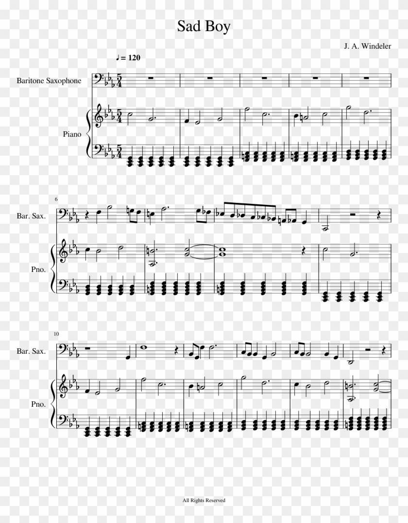 Sad Boy Piano Tutorial - Lovely Violin Sheet Music Clipart #5864516