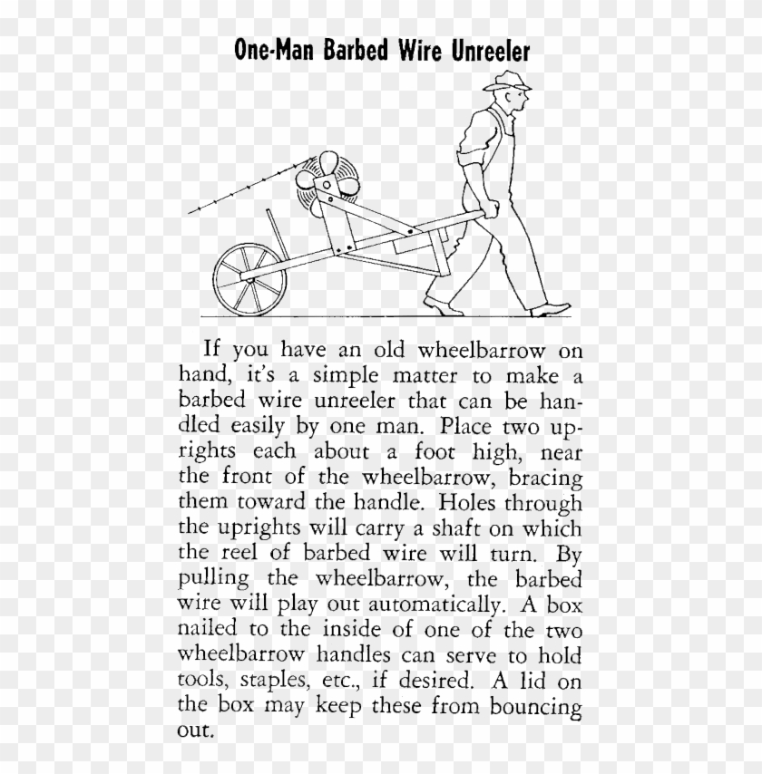One-man Barbed Wire Unreeler - Line Art Clipart #5866049