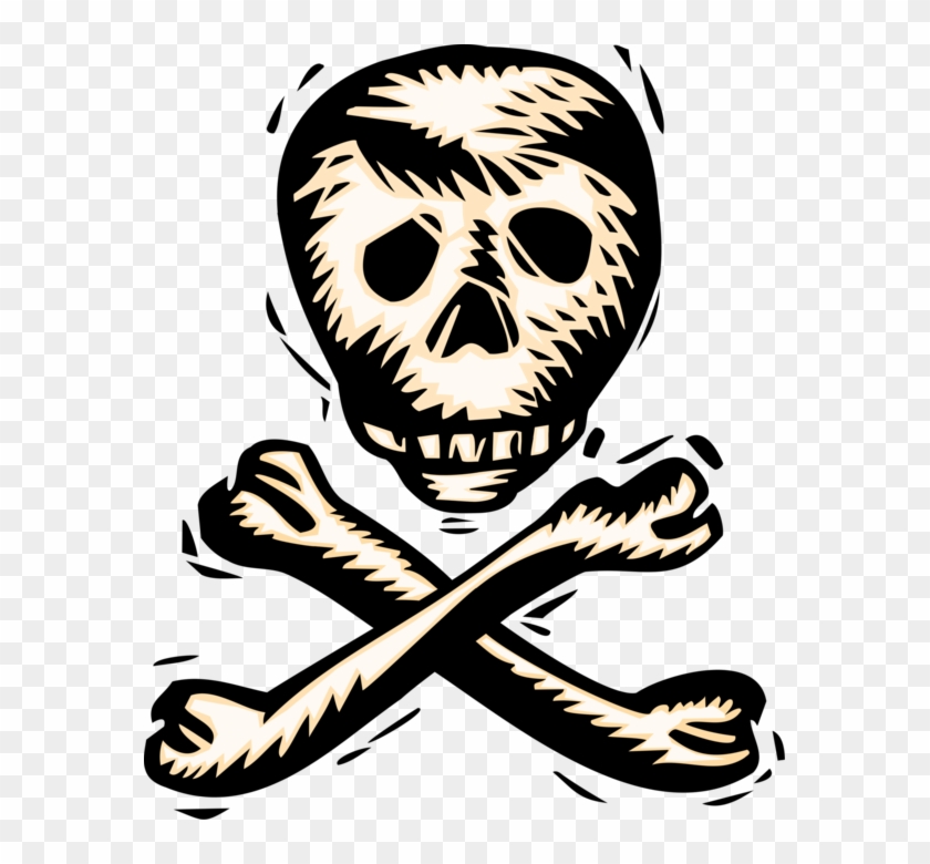 Vector Illustration Of Buccaneer Pirate Skull And Crossbones - Skull And Crossbones Clipart