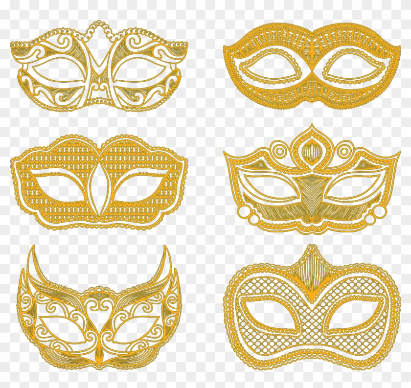 Gold Masquerade Mask Png - Baile Mascara Dourada Png Clipart #5866958