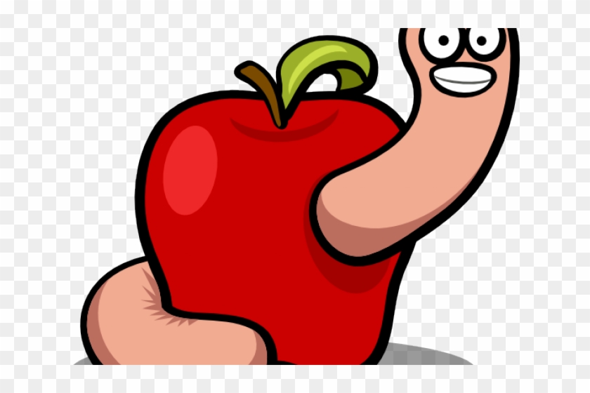 Worms Clipart Transparent Background - Cartoon Worm In An Apple - Png Download #5867612
