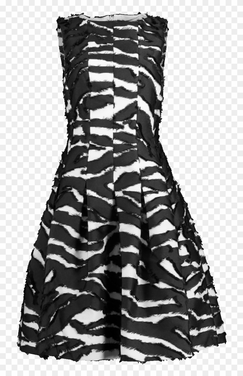 Zebra Print Flared Dress - Dress Clipart #5867994