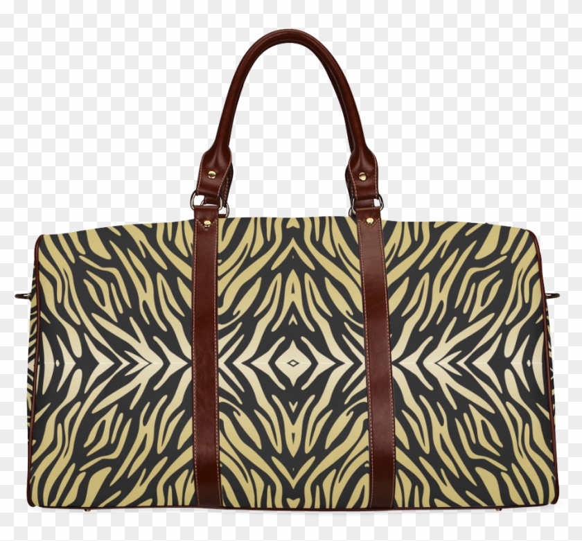 Gold And Black Zebra Print Pattern Waterproof Travel - Duffel Bag Clipart