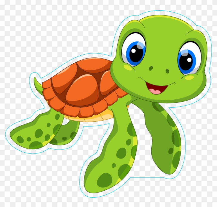 Cute Sea Turtle Cartoon Sticker - Baby Sea Turtle Cartoon Drawing Clipart #5869697