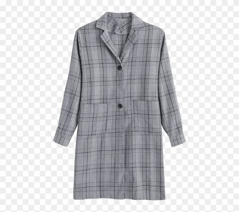 Multi Fashion Pockets Plaid Lapel Long Full Wide-waisted - Overcoat Clipart