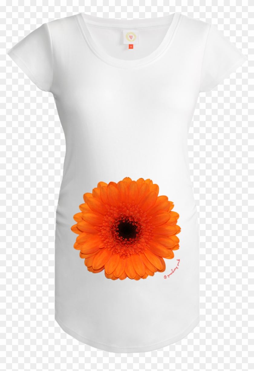 Gooseberry Pink Orange Gerbera Maternity Top In White - Sunflower Clipart #5874792